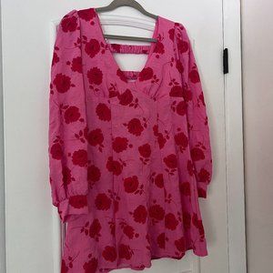 Pink Flower Mini Dress